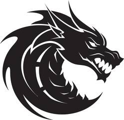 Inferno Unleashed Black Vector of the Dragons Fiery Might Scales of Shadows Monochrome Vector Art of the Dragon