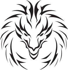 Fototapeta premium Serpents Flame Monochrome Vector of the Dragons Fiery Roar Shadowy Conquest Black Vector Majesty of the Dragon