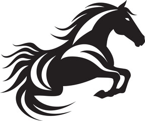 Hooves in Motion Monochrome Vector Showcasing Equine Grace Mane and Muscle Black Vector Depiction of Horses Strength