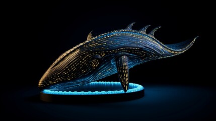 whale lamp isolated on black background illustration generative ai