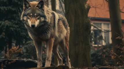 Obraz premium Wolfsrudel in einem Dorf in Deutschland generative ai