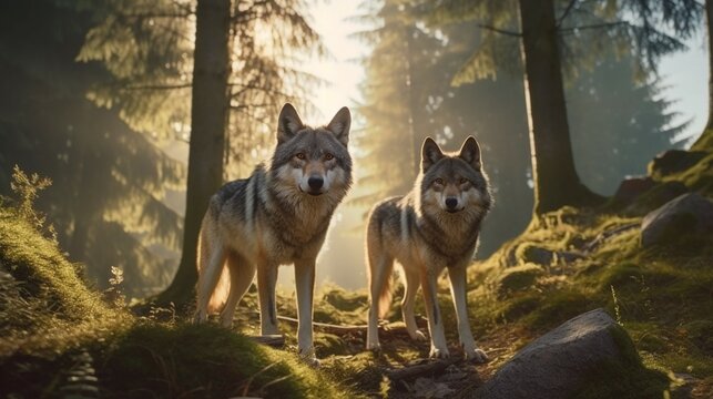 Wolfsrudel in einem Dorf in Deutschland generative ai