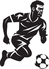Football Fusion Monochrome Art Celebrating the Winning Player Celebrating the Win Black Vector Display of Athletic Greatness