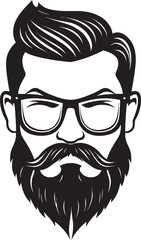 Vintage Hues Monochrome Vector of Bearded Rebel Beard Enthusiast Black Vector Showcasing Indie Icon