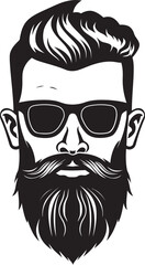 Whiskered Aesthetic Black Vector Depiction of Hipster Swagger Coffeehouse Vibes Monochrome Vector Art Celebrating Bearded Cool