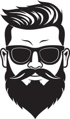 Crafted Creations Monochrome Vector Showcasing Bearded Eclecticism Beard in the City Black Vector Tribute to Urban Cool