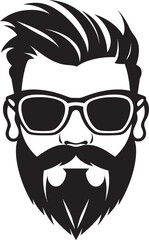 Whiskered Maverick Black Vector Portrait of Retro Vibes Crafted Creations Monochrome Vector Showcasing Bearded Eclecticism