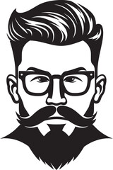 Whiskered Rebel Monochrome Vector Tribute to Indie Cool Vintage Vibes Black Vector Showcase of Hipster Charm
