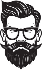 Whiskered Maven Black Vector Portrait of Artistic Chic Crafted Creations Monochromatic Vector Showcasing Hipster Flair