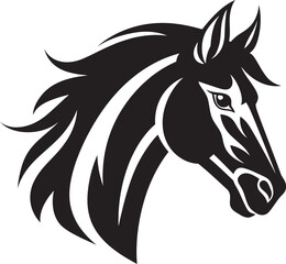 Horsepower in Art Black Vector Showcasing Equestrian Majesty Wind in the Mane Monochromatic Vector Depiction of Equine Freedom