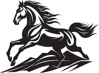 Noble Steed Monochrome Vector Portrait of Equine Nobility Galloping Glory Black Vector Tribute to Horses Grandeur