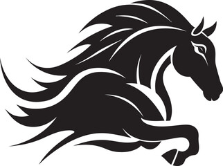 Galloping Glory Black Vector Tribute to Horses Grandeur Wild and Free Monochromatic Vector Showcasing Equine Power
