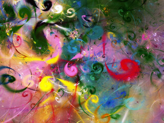 purple and green abstract fractal background 3d rendering illustration