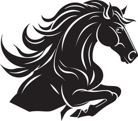 Horsepower in Art Black Vector Depiction of Running Horses Windswept Beauty Monochrome Vector Art Celebrating Equine Elegance