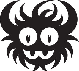 Kawaii Creations Monochromatic Vector Showcasing Friendly Monsters Ghoulish Giggles Black Vector Portrait of Lovable Little Terrors