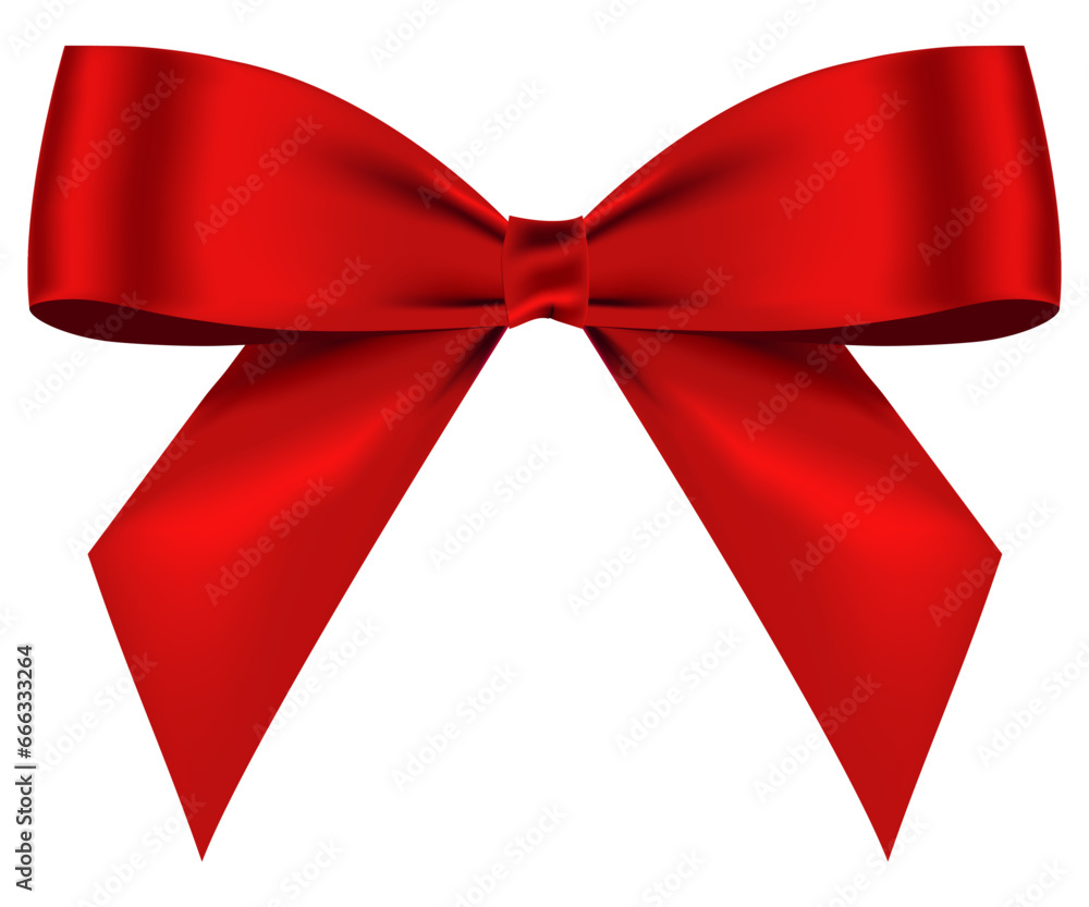 Poster realistic shiny red bow vector for decorate your greeting card, brochure or website isolated on whit