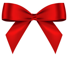Realistic shiny red bow vector for decorate your greeting card, brochure or website isolated on white background.