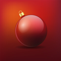 Red christmas ball realistic vector for decorate your christmas day  isolated on red background.