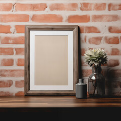 Rustic Picture Frame Mockup with Brick Wall
