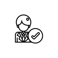 People with checkmark, user profile, membership  outline icon. Vector illustration. The isolated icon suits the web, infographics, interfaces, and apps. 