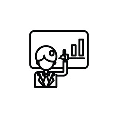 Presentation, training outline icon. Vector illustration. The isolated icon suits the web, infographics, interfaces, and apps.