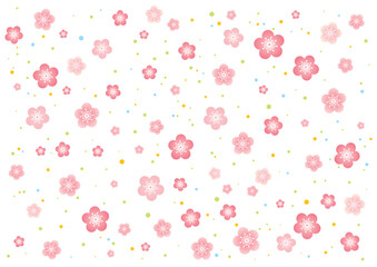 大小のかわいい梅を散らした背景