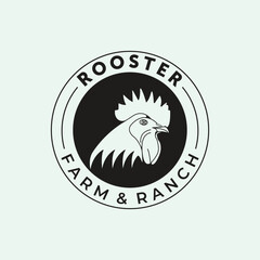 rooster vintage line art logo vector emblem illustration design