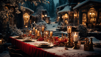 Fototapeta na wymiar Christmas and new year vibe candles 