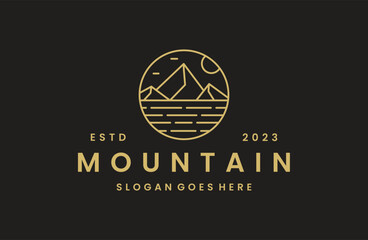 Mountain logo vector icon illustration hipster vintage retro
