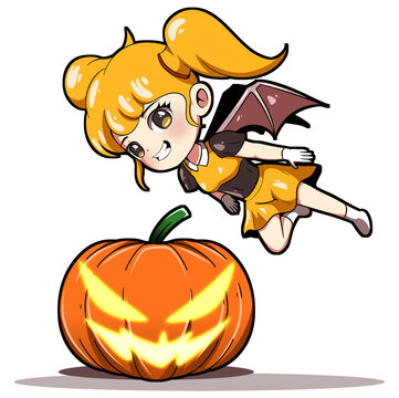 Cartoon illustration of a cute witch