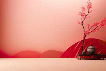 Artistic scene background with Chinese style elements