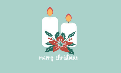 christmas candle and holly