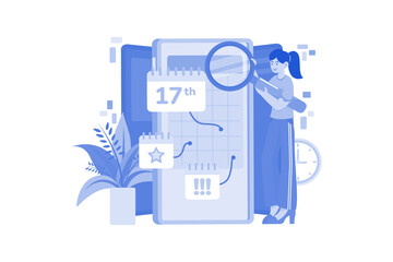 Woman looking at the appointment