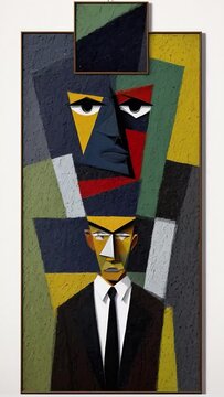 Cubist Art Tall Man. Generative AI. An animated morphing cubist painting of a tall man