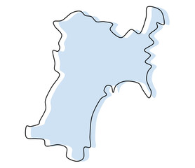 Miyagi Prefecture, Miyagi, Miyagi japan, japan Miyagi, Miyagi map, Miyagi vector, Miyagi outline stylized