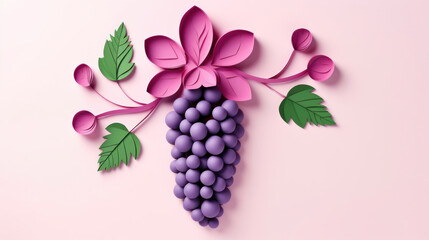 Grape made in paper cut craft,  Layered paper,  Paper craft,  Minimal design,  Pastel color