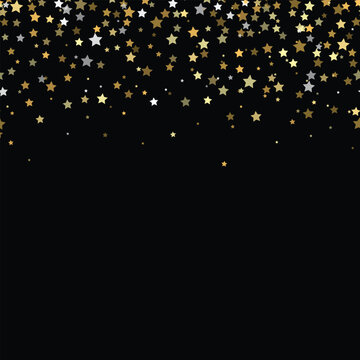 Falling golden stars for Xmas or New Year. Vector