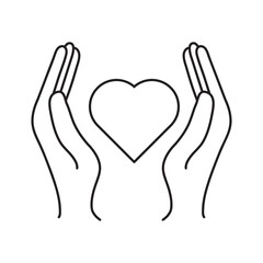 Hands of the heart icon. flat vector liner illustration on white background..eps