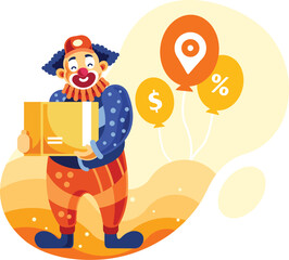 Clown Delivery Service Vector Illustration