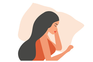 Happy woman sleeping well on bed