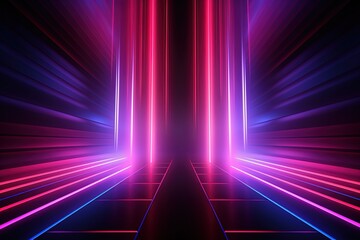 Fototapeta premium abstract futuristic background with pink blue glowing neon moving high speed wave lines and bokeh lights. Data transfer concept Fantastic wallpaper