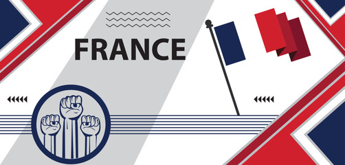 Obraz premium France national day banner, French people. Sports Games Supporters, geometric abstract national day background design..eps