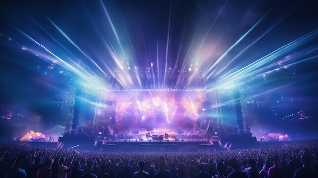 concert with lights, music and fireworks