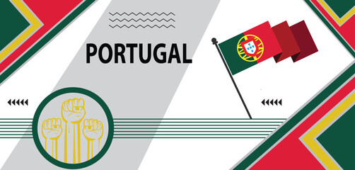 Portugal national day banner, Portuguese people. Sports Games Supporters Vector , geometric abstract national day background design..eps