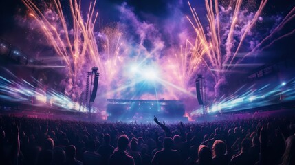 Fototapeta na wymiar concert with lights, music and fireworks