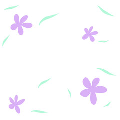 Purple flowers and leaves seamless pattern 
