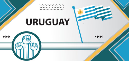 Uruguay national day banner,Uruguayan flag colors theme background,geometric abstract national day background design..eps