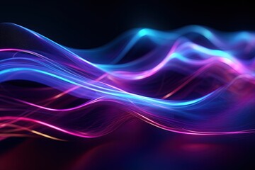 Obraz premium abstract futuristic background with pink blue glowing neon moving high speed wave lines and bokeh lights. Data transfer concept Fantastic wallpaper