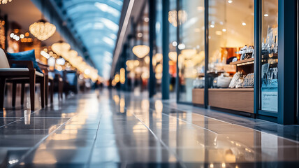 Abstract blur and bokeh beautiful luxury shopping mall and department store interior for background. - obrazy, fototapety, plakaty