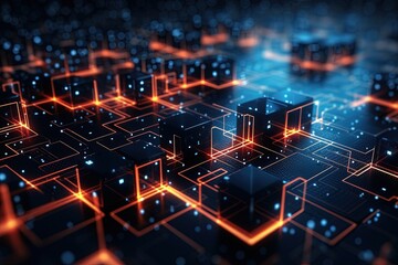 abstract futuristic Digital Network Matrix - Abstract Technology Connection Concept Data transfer concept Fantastic wallpaper